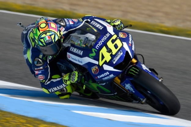 Valentino Rossi on his way to pole position at Jerez.